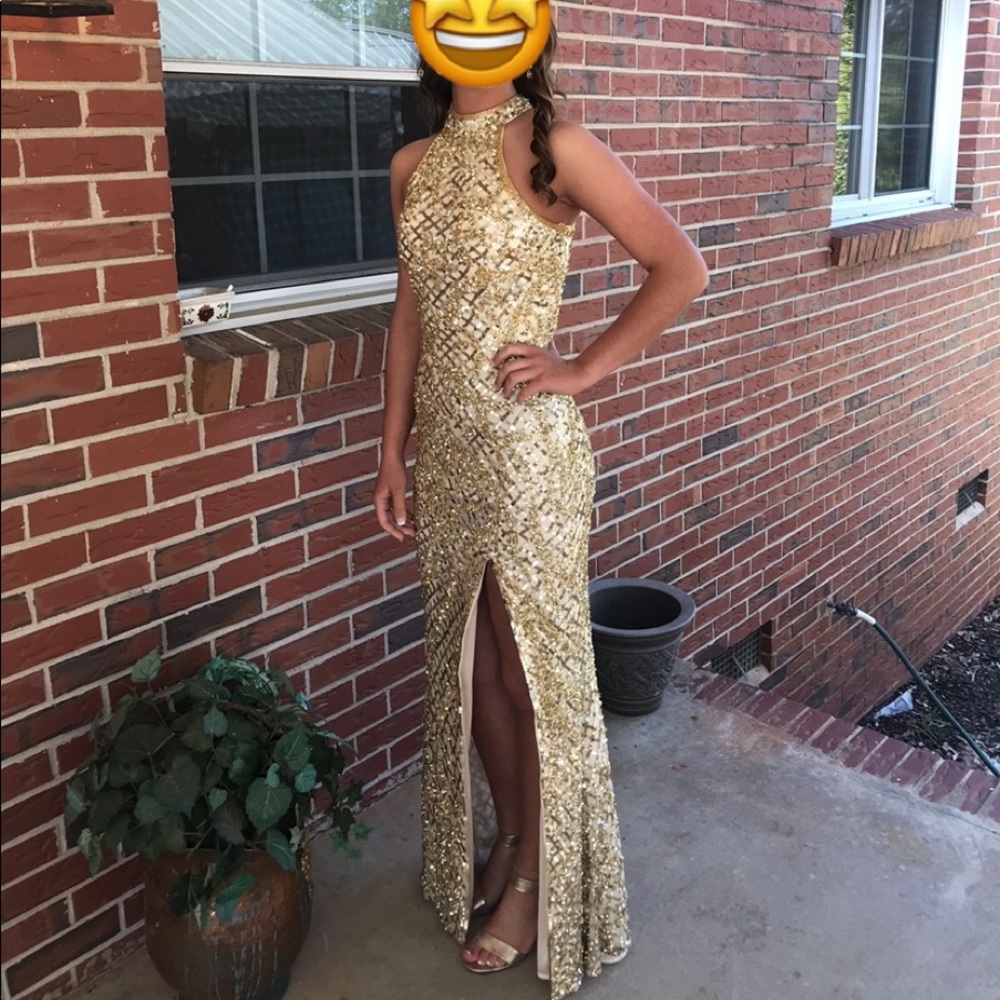 Gold Sequin Prom Dress